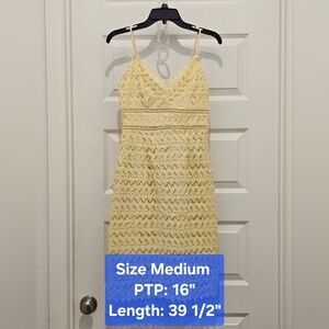 Charlotte Russe Yellow Lace Midi Dress, EUC, Size Medium